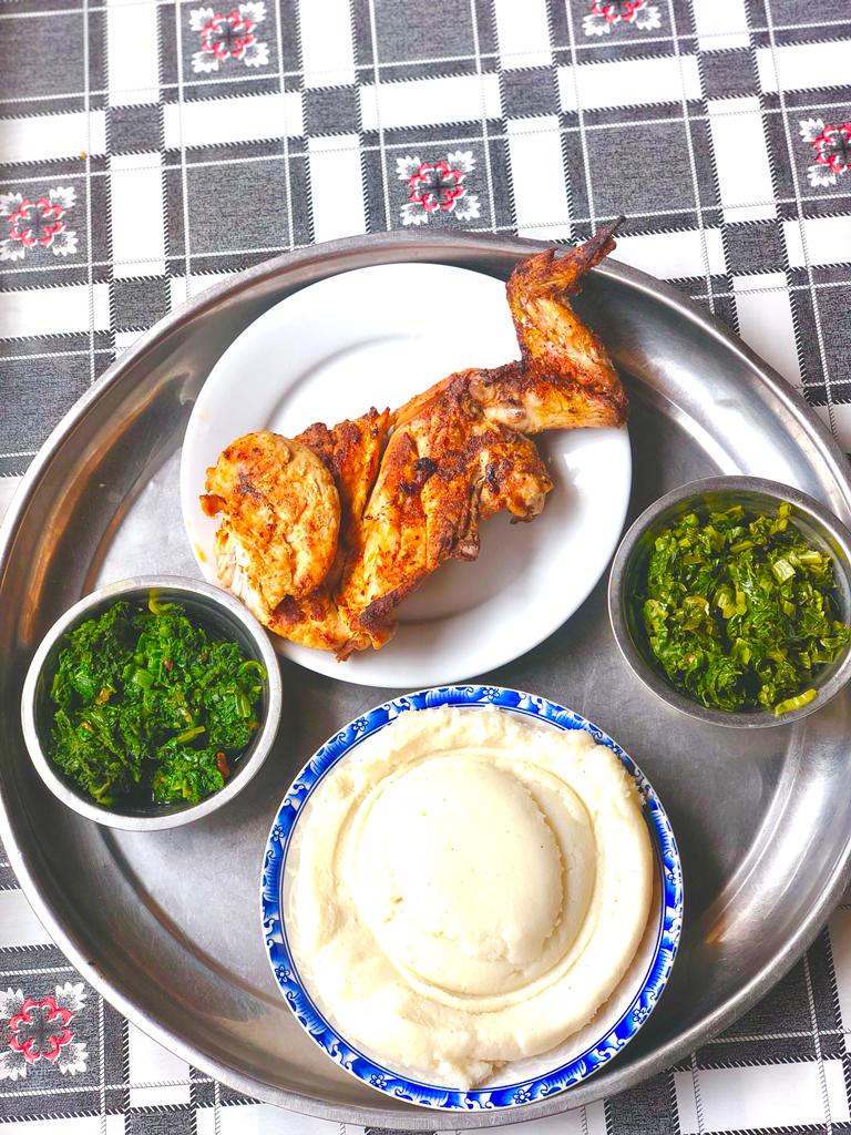 Nshima with Roasted Chicken | Bwangu Delivery